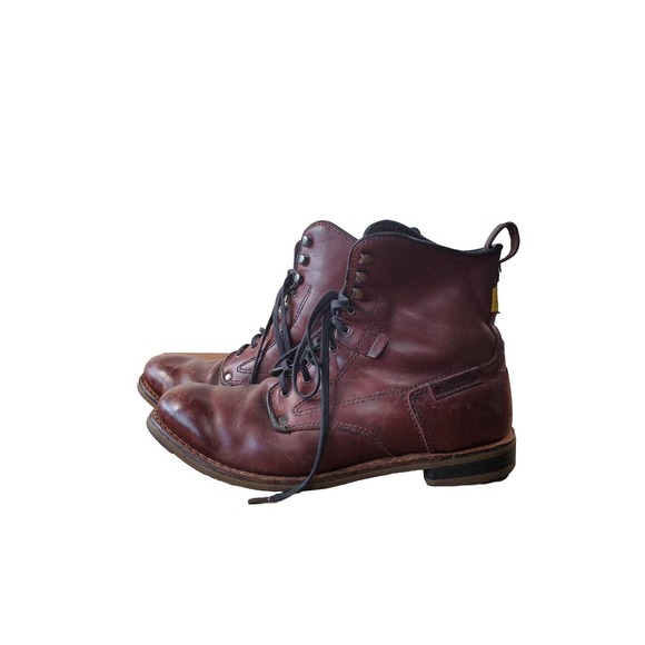 CATERPILLAR Boots Men's 10 ORSON Red Leather Lace Up Heritage Farm Duty Rustic - Picture 12 of 13